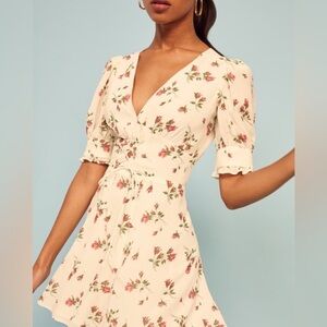 Reformation Cream Floral Dress